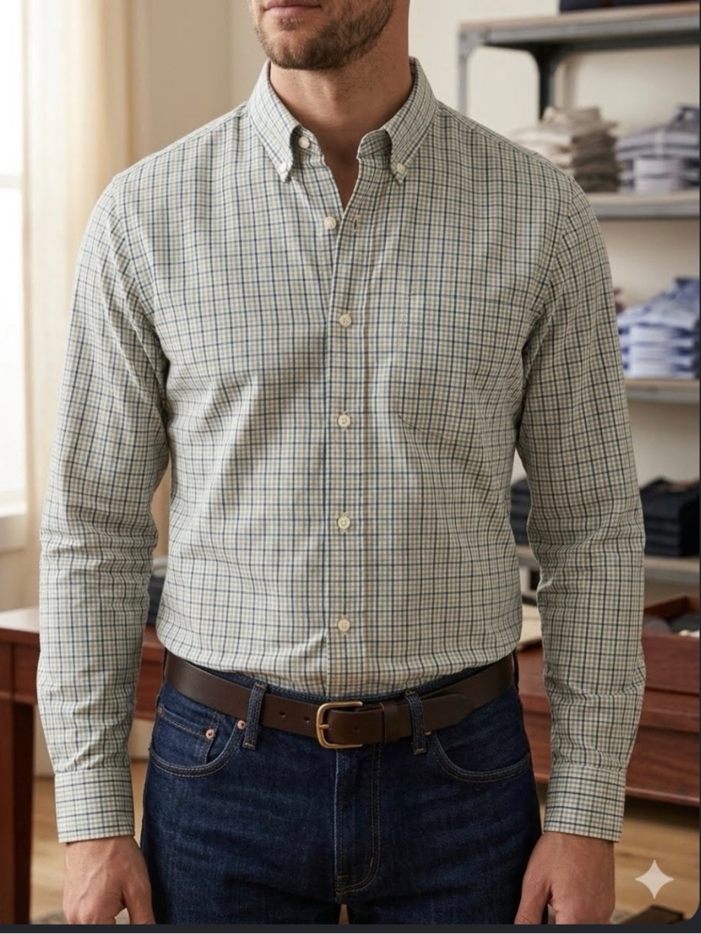 J. Crew Green and Blue Plaid Button-Down Shirt